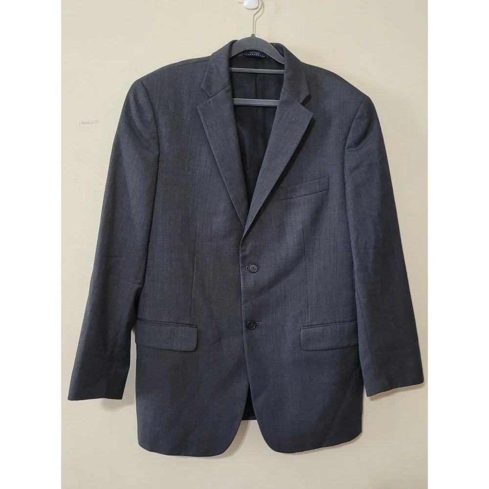 Tommy Hilfiger Blazer Jacket Mens 41R Gray 100% Wool Notch Lapel Single Breasted